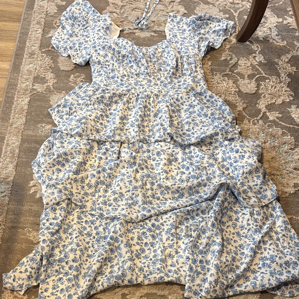 Belle Poque Charming Blue Floral Dress